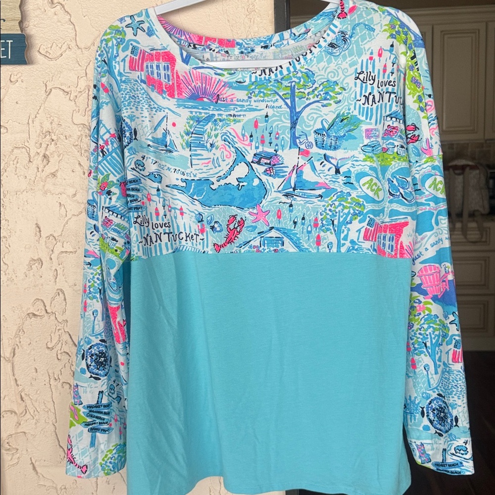 Lilly Pulitzer Blue and Pink Floral Top - Picture 2 of 8